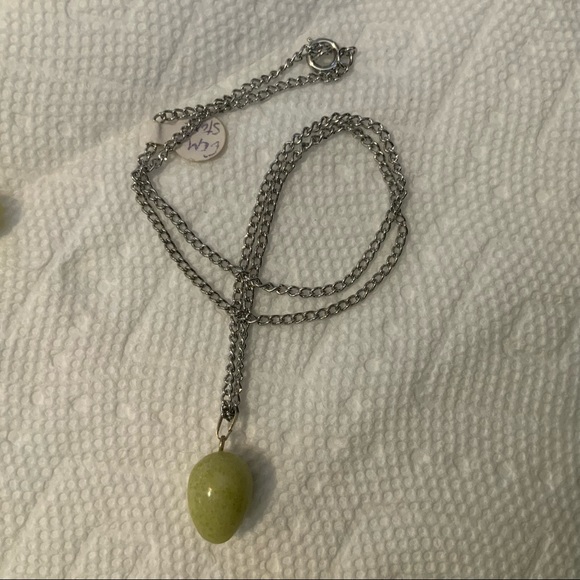 SERPENTINE GEM STONE EGG NECKLACE 70s - see metaph beliefs - Picture 3 of 7